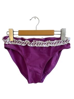 Vintage Y2K Deadstock Purple & White Ruffle Bikini Bottoms – Size Medium NWoT